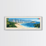 Acapulco, Mexico Travel Poster Panoramic Canvas Print, Acapulco, Mexico Painting, Mexico Art, Acapulco Travel Art, Guest Room Painting