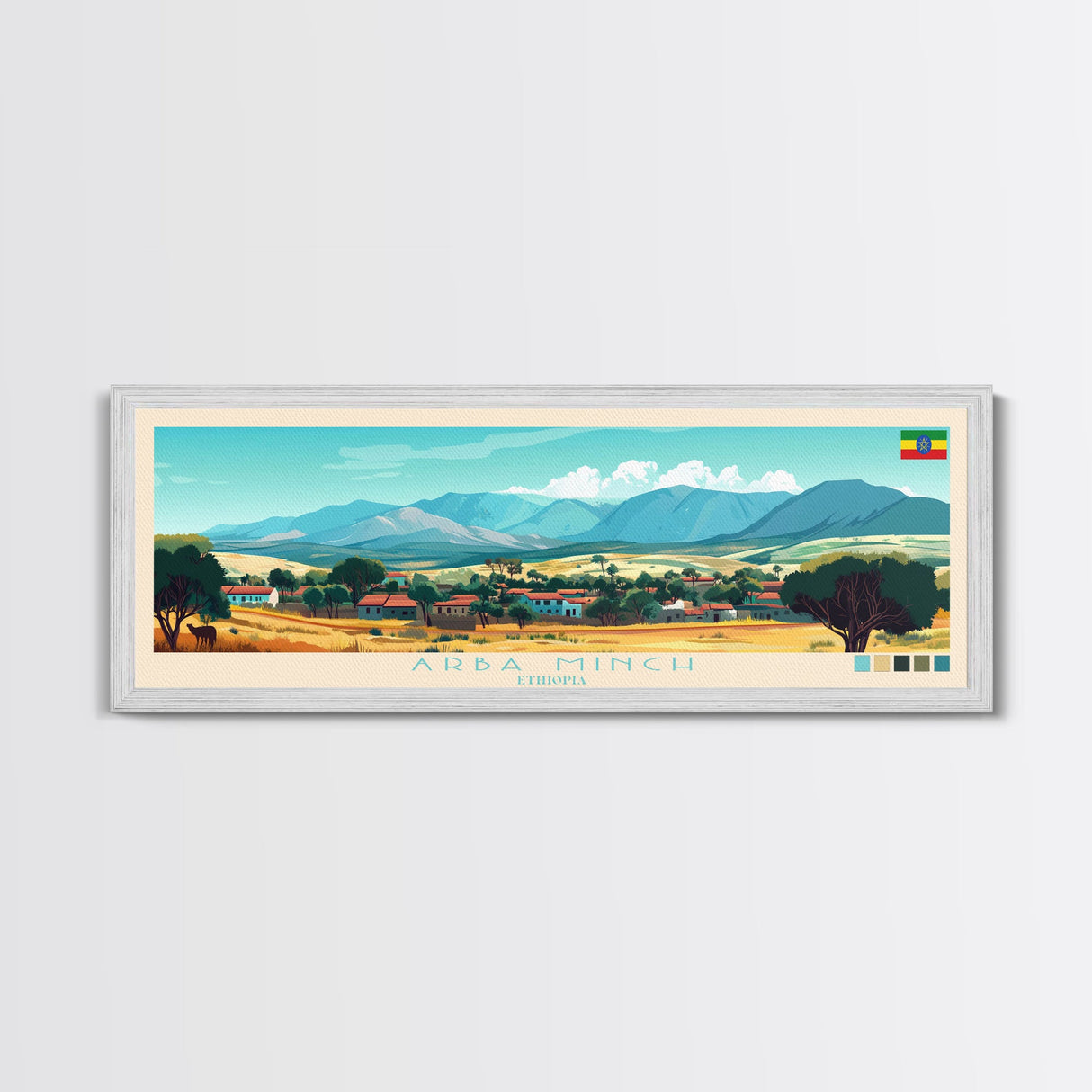 Arba Minch, Ethiopia Panoramic Travel Poster Canvas Print, Arba Minch, Ethiopia Painting, Ethiopia Art, Arba Minch Travel Art, Living Room Painting