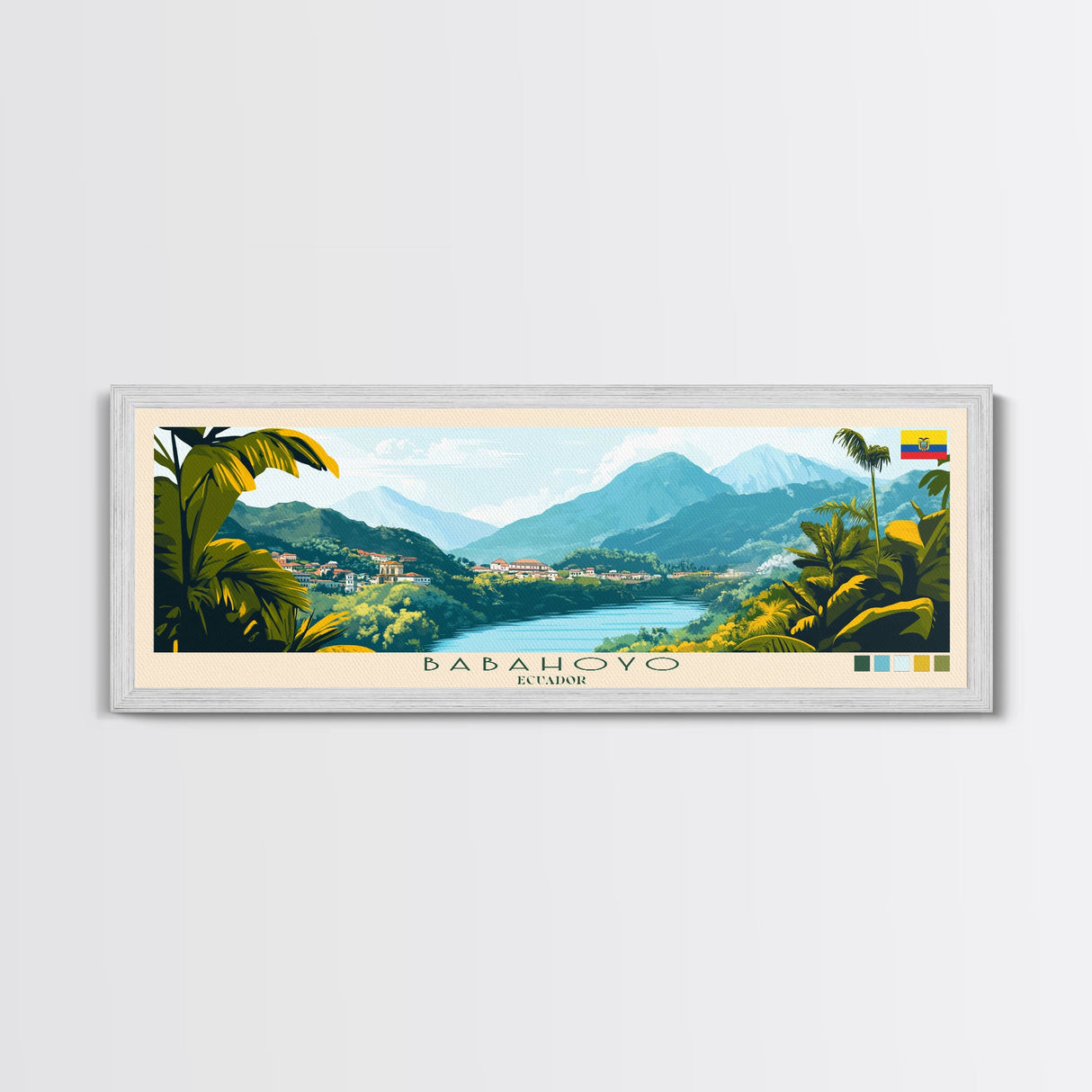 Babahoyo, Ecuador Travel Poster Panoramic Canvas Print, Babahoyo, Ecuador Painting, Ecuador Art, Babahoyo Travel Art, Guest Room Painting