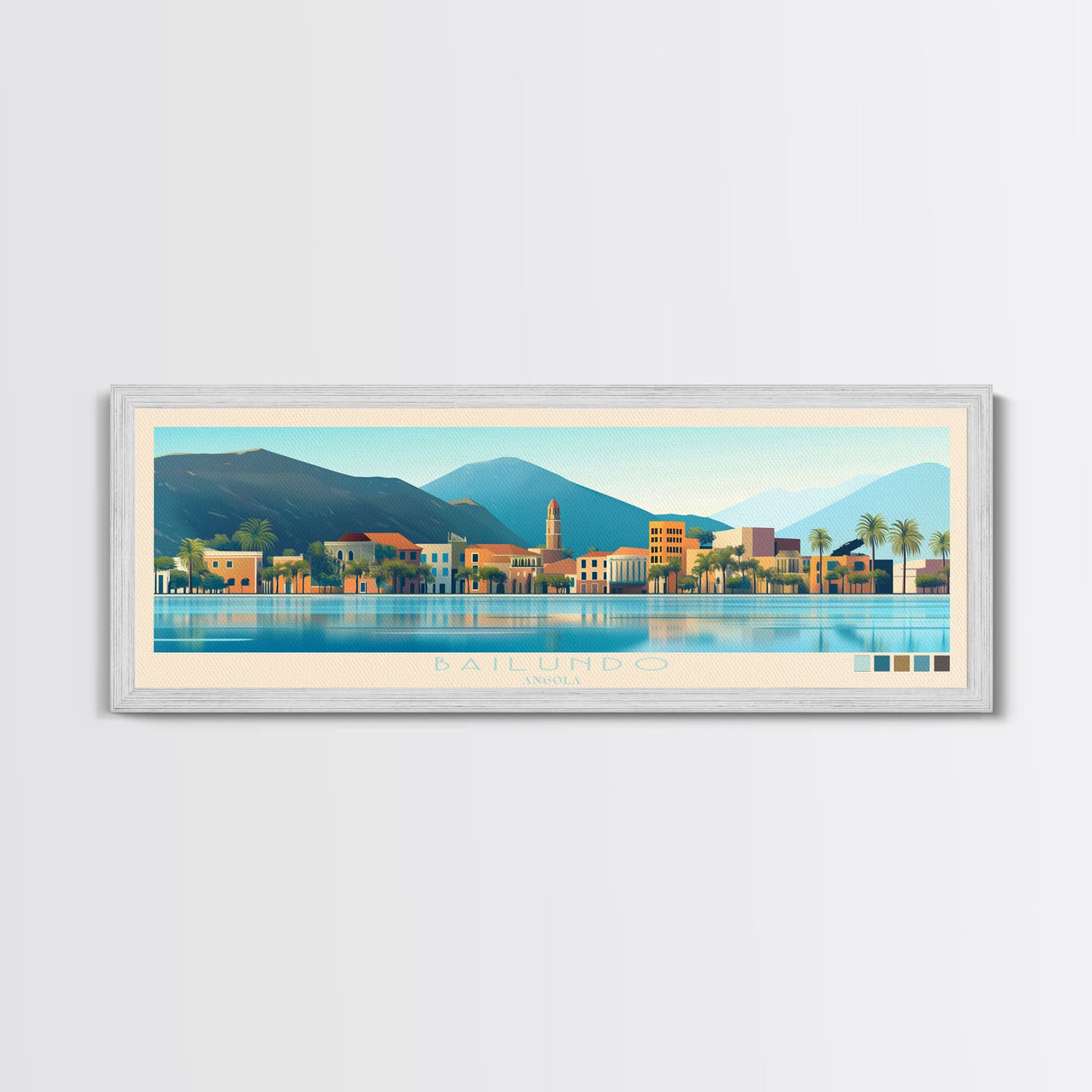 Bailundo, Angola Panoramic Travel Poster Canvas Print, Bailundo, Angola Painting, Angola Art, Bailundo Panoramic Travel Art, Travel Painting