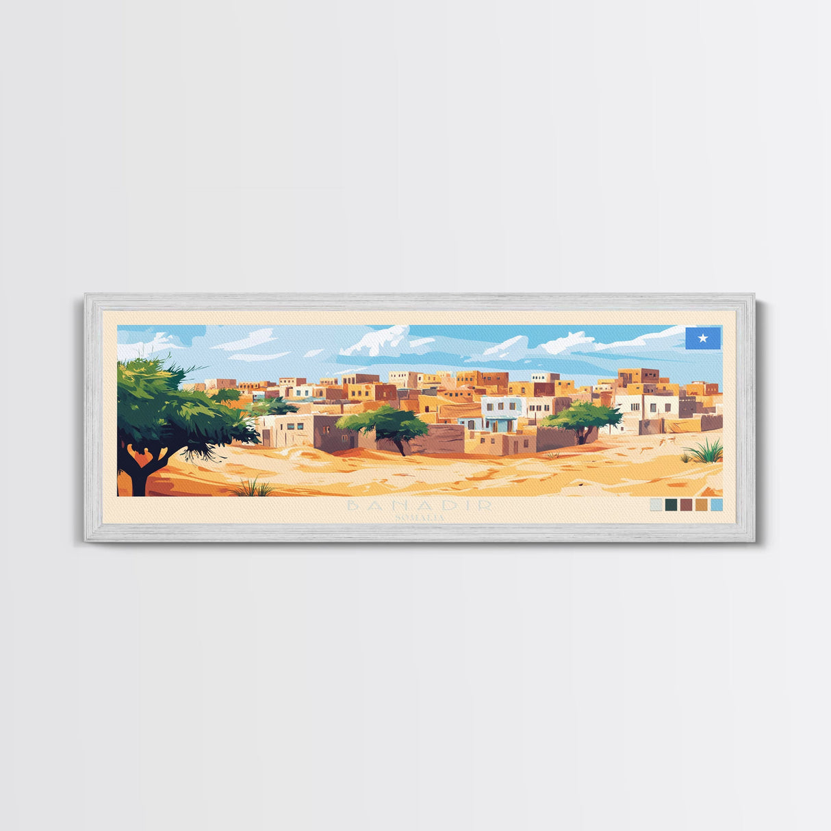 Banadir, Somalia Panoramic Travel Poster Canvas Print, Banadir, Somalia Painting, Somalia Art, Banadir Travel Art, Guest Room Painting