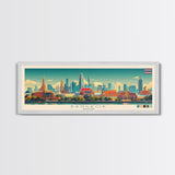 Bangkok, Thailand Travel Poster Panoramic Canvas Print, Bangkok, Thailand Painting, Thailand Art, Bangkok Travel Art, Guest Room Painting