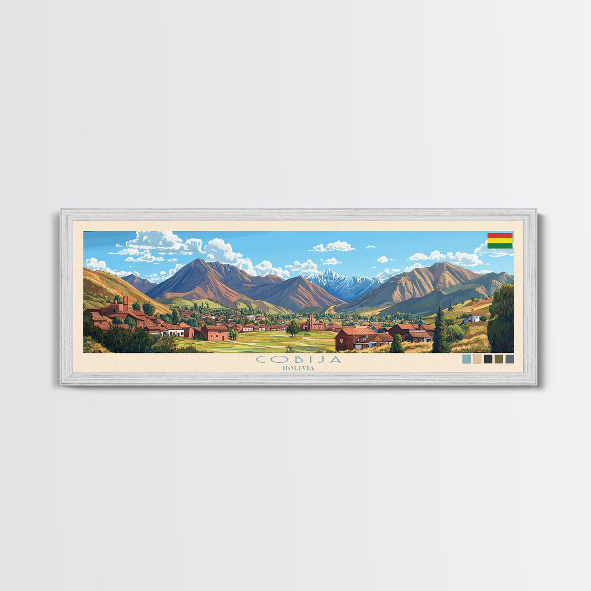 Cobija, Bolivia Panoramic Travel Poster Canvas Print, Cobija, Bolivia Painting, Bolivia Art, Cobija Travel Art, Guest Room Painting