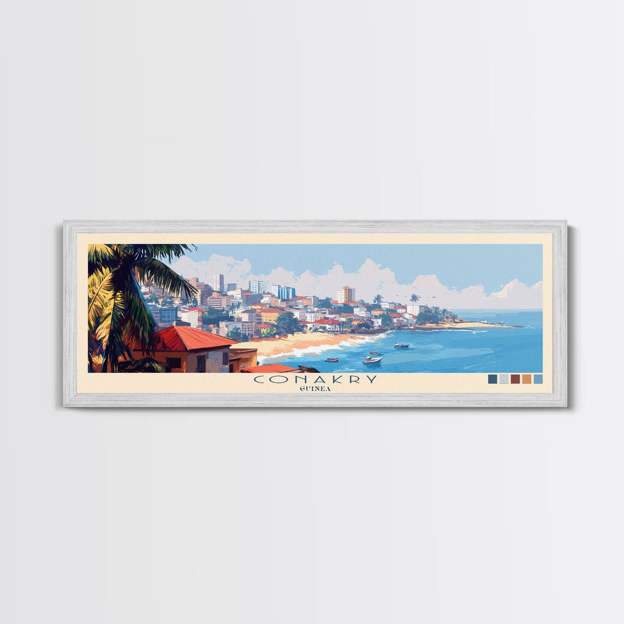 Conakry, Guinea Panoramic Travel Poster Canvas Print, Conakry, Guinea Painting, Guinea Art, Conakry Travel Art, Guest Room Painting