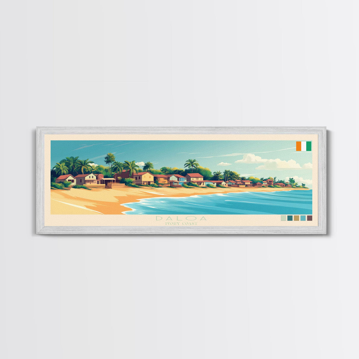 Daloa, Ivory Coast Panoramic Travel Poster Canvas Print, Daloa, Ivory Coast Painting, Ivory Coast Art, Daloa Panoramic Travel Art, Travel Painting