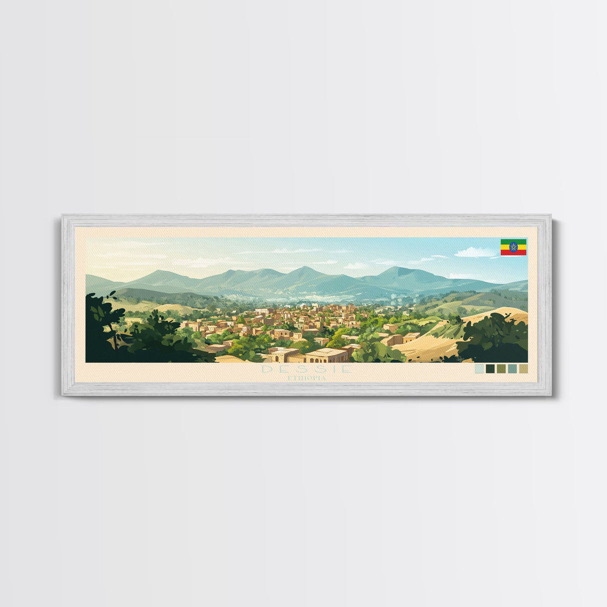 Dessie, Ethiopia Panoramic Travel Poster Canvas Print, Dessie, Ethiopia Painting, Ethiopia Art, Dessie Panoramic Travel Art, Travel Painting