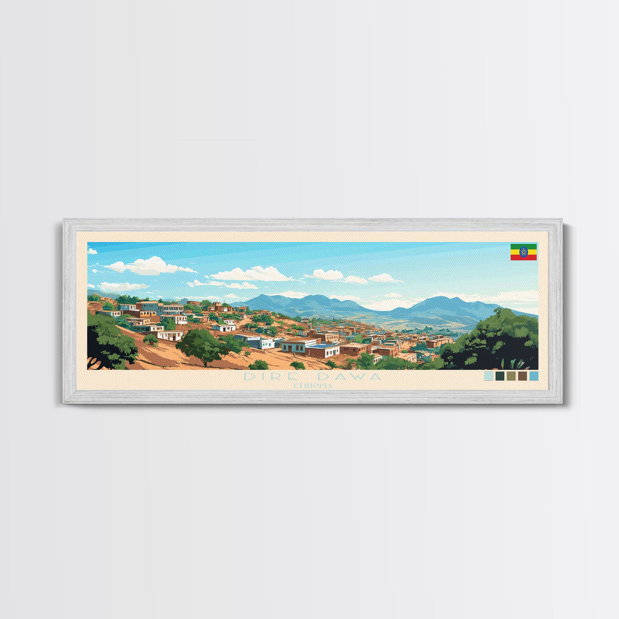 Dire Dawa, Ethiopia Travel Poster Panoramic Canvas Print, Dire Dawa, Ethiopia Painting, Ethiopia Art, Dire Dawa Travel Art, Guest Room Painting