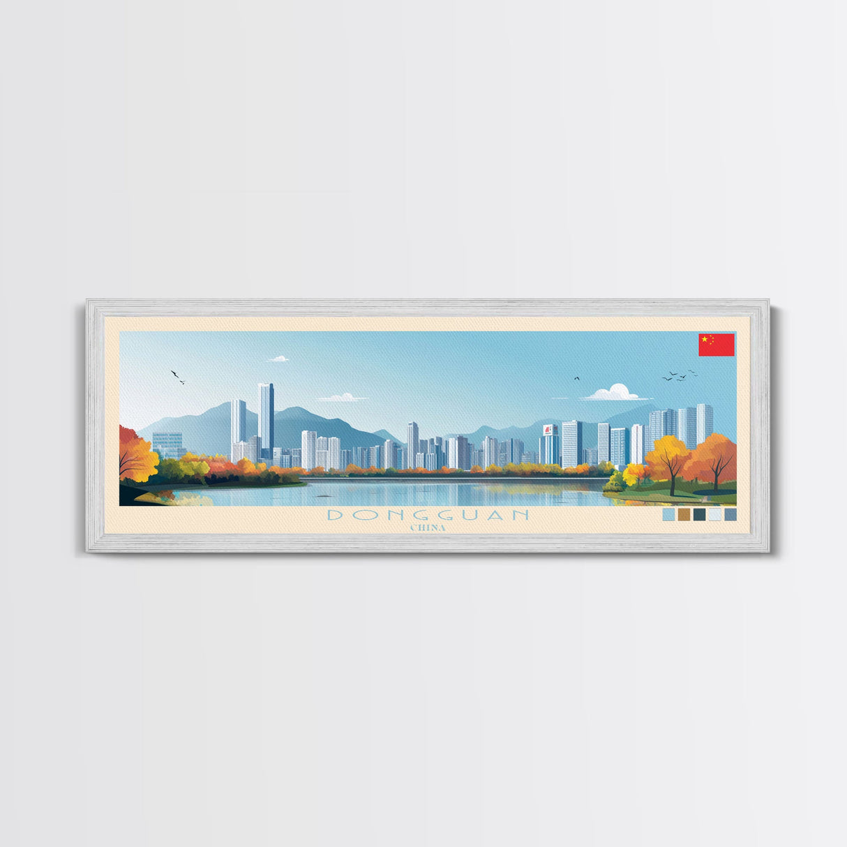 Panoramic Travel Poster Dongguan, China Canvas Print, Dongguan, China Painting, China Art, Dongguan Travel Art, Guest Room Painting