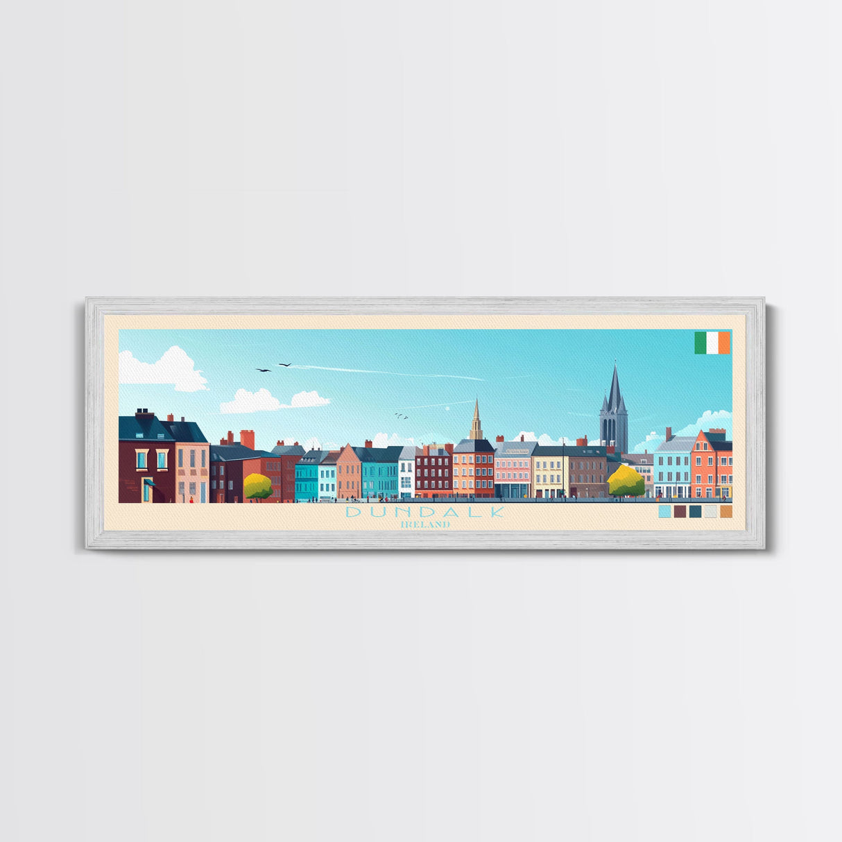 Dundalk, Ireland Travel Poster Panoramic Canvas Print, Dundalk, Ireland Painting, Ireland Art, Dundalk Travel Art, Guest Room Painting