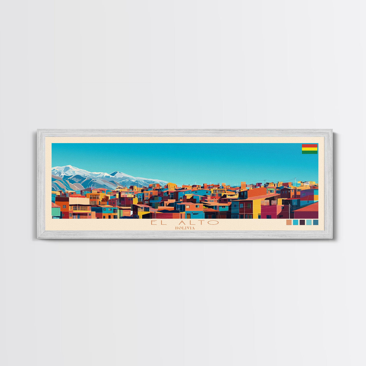 El Alto, Bolivia Panoramic Travel Poster Canvas Print, El Alto, Bolivia Painting, Bolivia Art, El Alto Panoramic Travel Art, Travel Painting