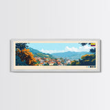 Envigado, Colombia Panoramic Travel Poster Canvas Print, Envigado, Colombia Painting, Colombia Art, Envigado Panoramic Travel Art, Travel Painting