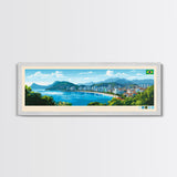 Florianopolis, Brazil Panoramic Travel Poster Canvas Print, Florianopolis, Brazil Painting, Brazil Art, Florianopolis Panoramic Travel Art, Travel Painting