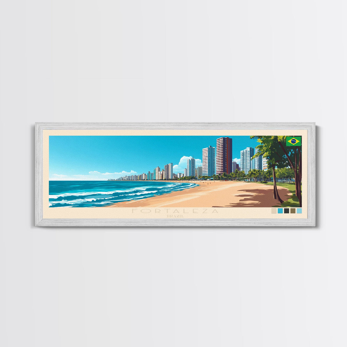 Panoramic Travel Poster Fortaleza, Brazil Canvas Print, Fortaleza, Brazil Painting, Brazil Art, Fortaleza Travel Art, Guest Room Painting