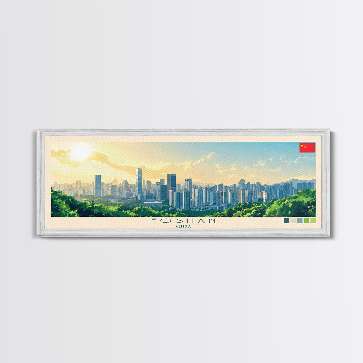 Foshan, China Panoramic Travel Poster Canvas Print, Foshan, China Painting, China Art, Foshan Panoramic Travel Art, Travel Painting