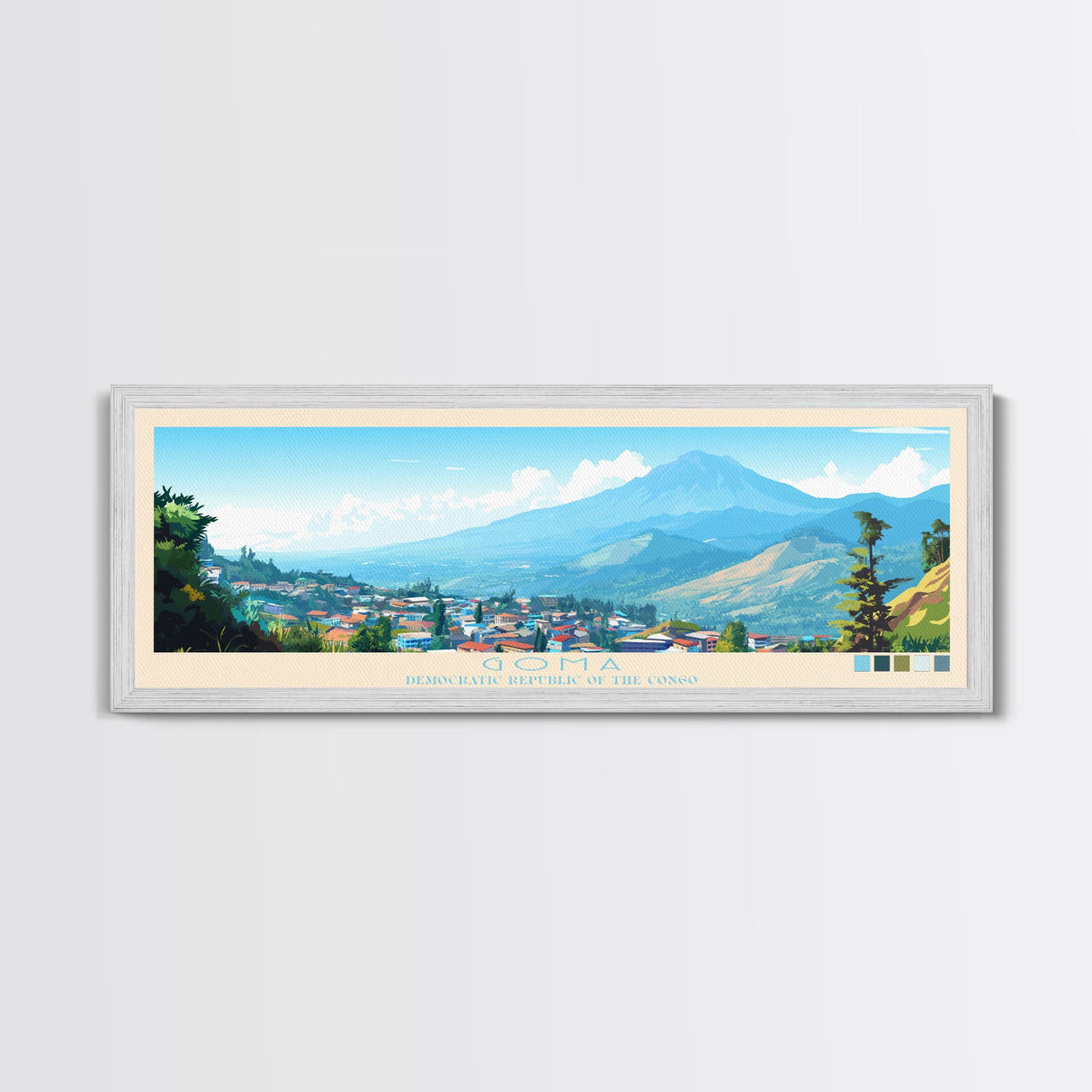 Goma, Congo Travel Poster Panoramic Canvas Print, Goma, Congo Painting, Congo Art, Goma Travel Art, Guest Room Painting