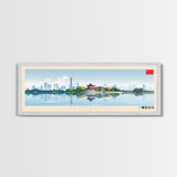 Hangzhou, China Panoramic Travel Poster Canvas Print, Hangzhou, China Painting, China Art, Hangzhou Panoramic Travel Art, Travel Painting