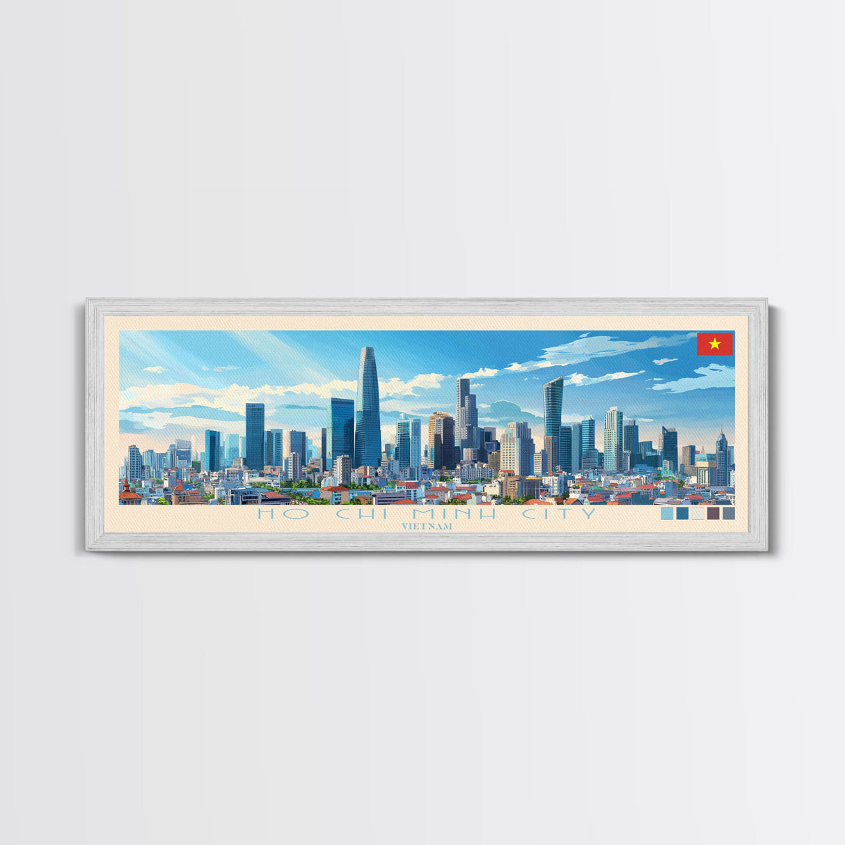 Ho Chi Minh City, Vietnam Panoramic Travel Poster Canvas Print, Ho Chi Minh City, Vietnam Painting, Vietnam Art, Ho Chi Minh City Panoramic Travel Art, Travel Painting