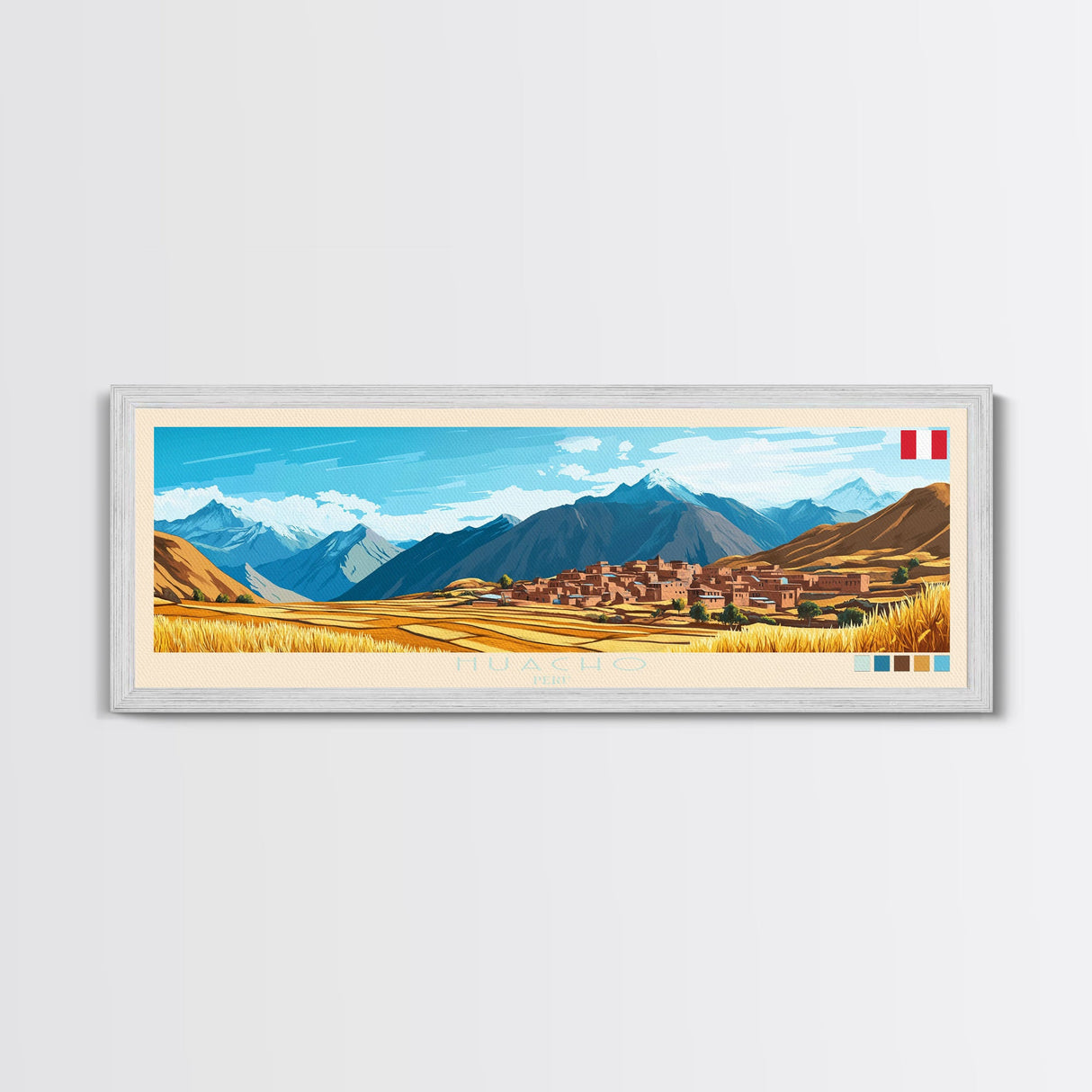 Huacho, Peru Panoramic Travel Poster Canvas Print, Huacho, Peru Painting, Peru Art, Huacho Travel Art, Guest Room Painting