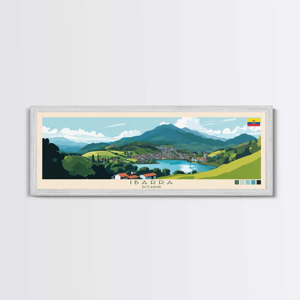 Ibarra, Ecuador Panoramic Travel Poster Canvas Print, Ibarra, Ecuador Painting, Ecuador Art, Ibarra Panoramic Travel Art, Travel Painting