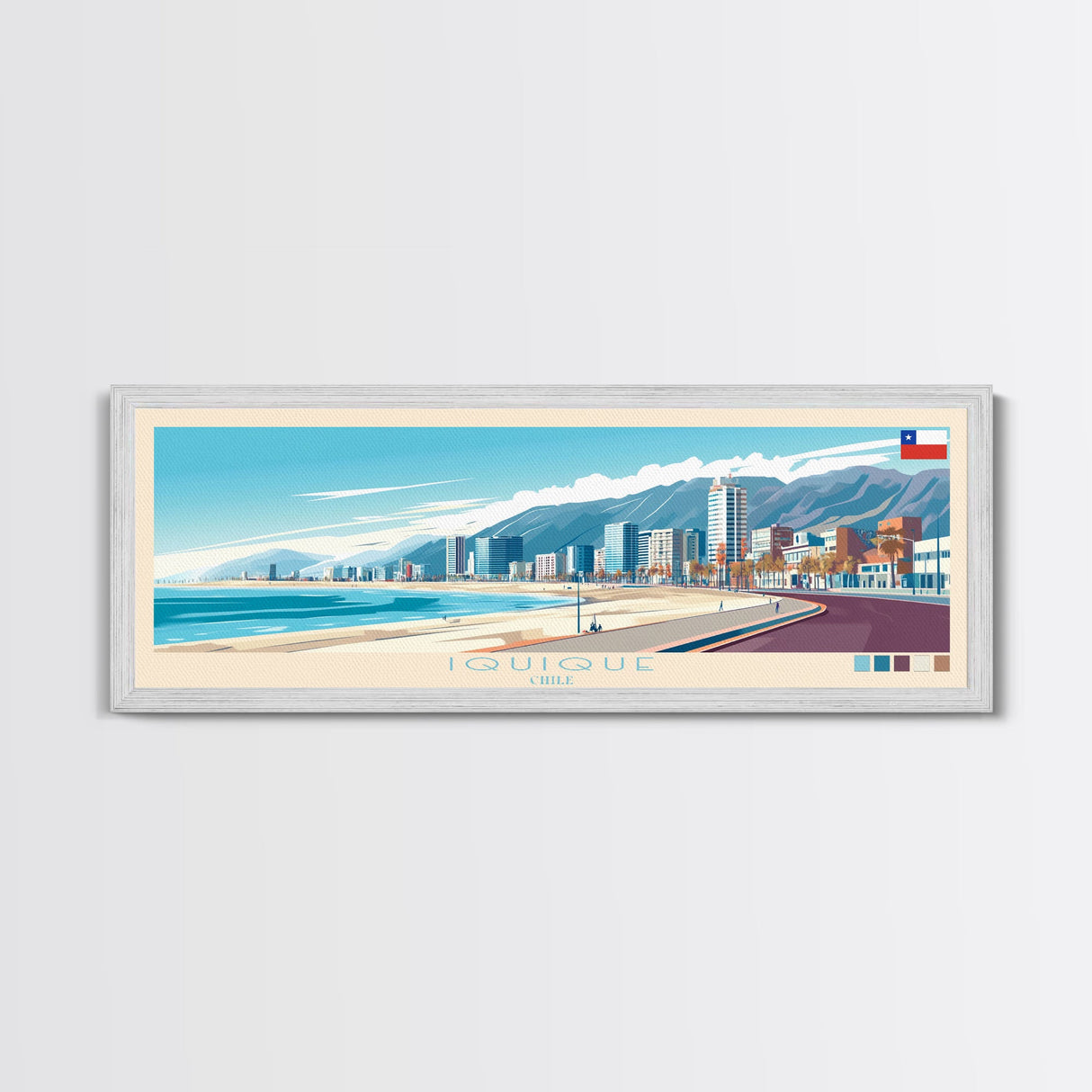 Iquique, Chile Travel Poster Panoramic Canvas Print, Iquique, Chile Painting, Chile Art, Iquique Travel Art, Guest Room Painting