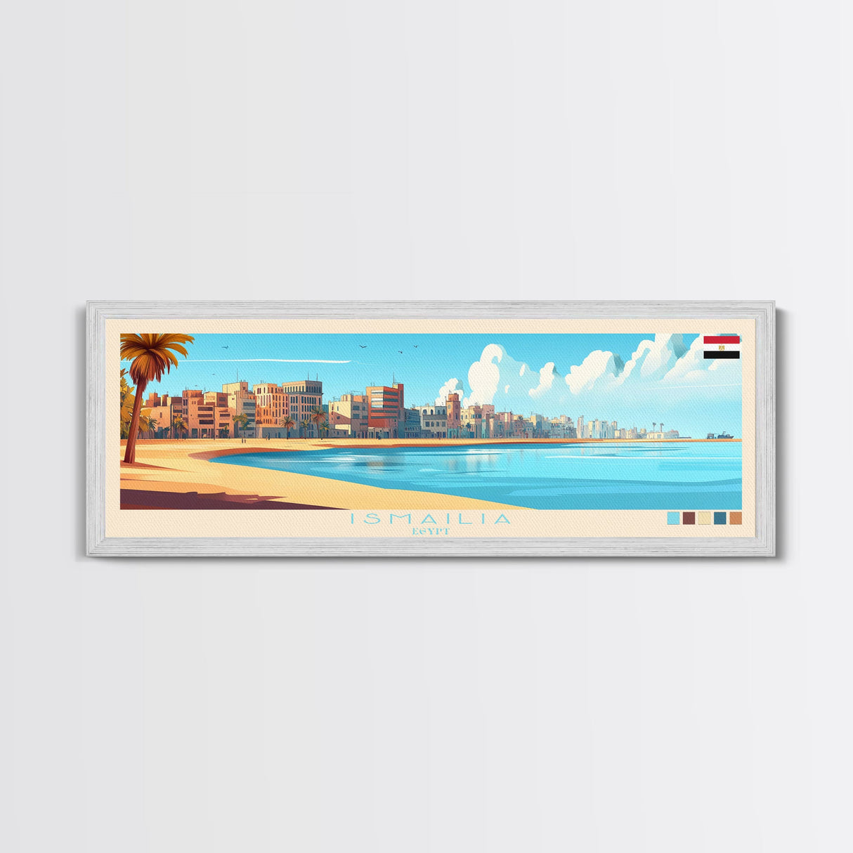 Ismailia, Egypt Panoramic Travel Poster Canvas Print, Ismailia, Egypt Painting, Egypt Art, Ismailia Travel Art, Guest Room Painting