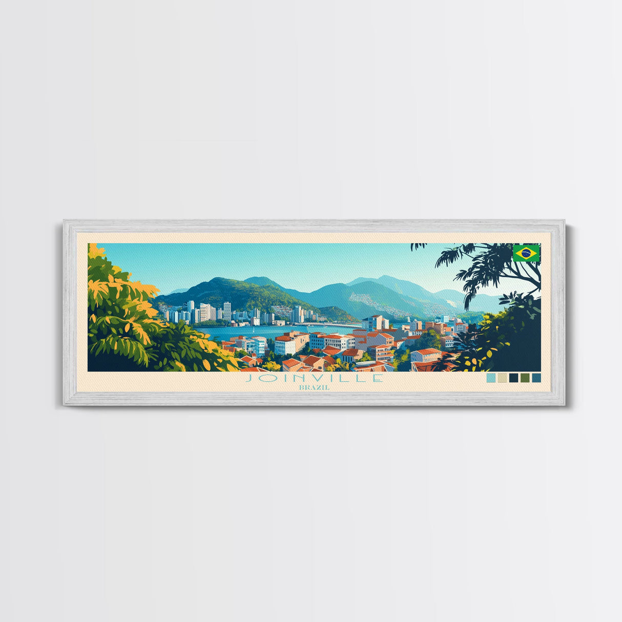 Joao Pessoa, Brazil Travel Poster Panoramic Canvas Print, Joao Pessoa, Brazil Painting, Brazil Art, Joao Pessoa Travel Art, Guest Room Painting