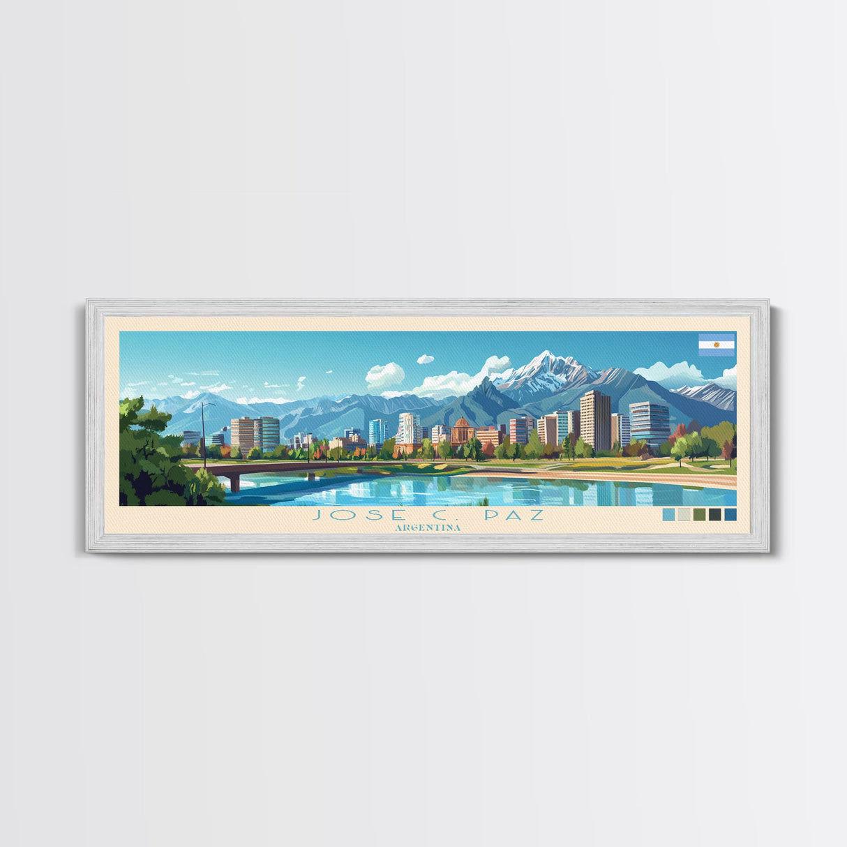 Jose C. Paz, Argentina Travel Poster Panoramic Canvas Print, Jose C. Paz, Argentina Painting, Argentina Art, Jose C. Paz Travel Art, Guest Room Painting