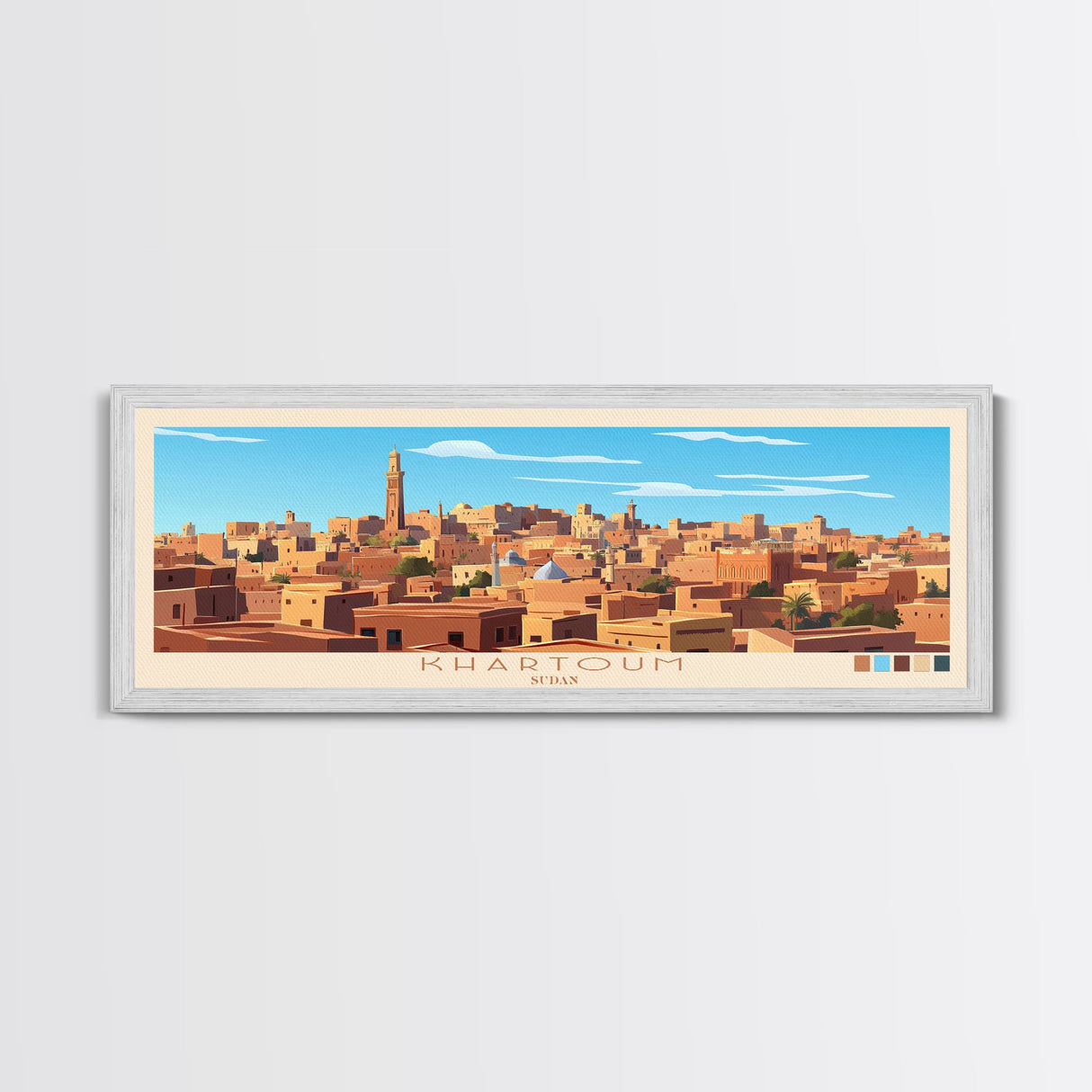 Khartoum,  Sudan Travel Poster Panoramic Canvas Print, Khartoum,  Sudan Painting,  Sudan Art, Khartoum Travel Art, Guest Room Painting