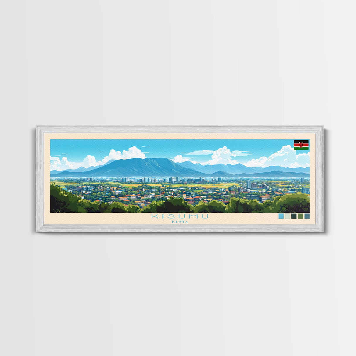 Kisumu, Kenya Panoramic Travel Poster Canvas Print, Kisumu, Kenya Painting, Kenya Art, Kisumu Travel Art, Guest Room Painting