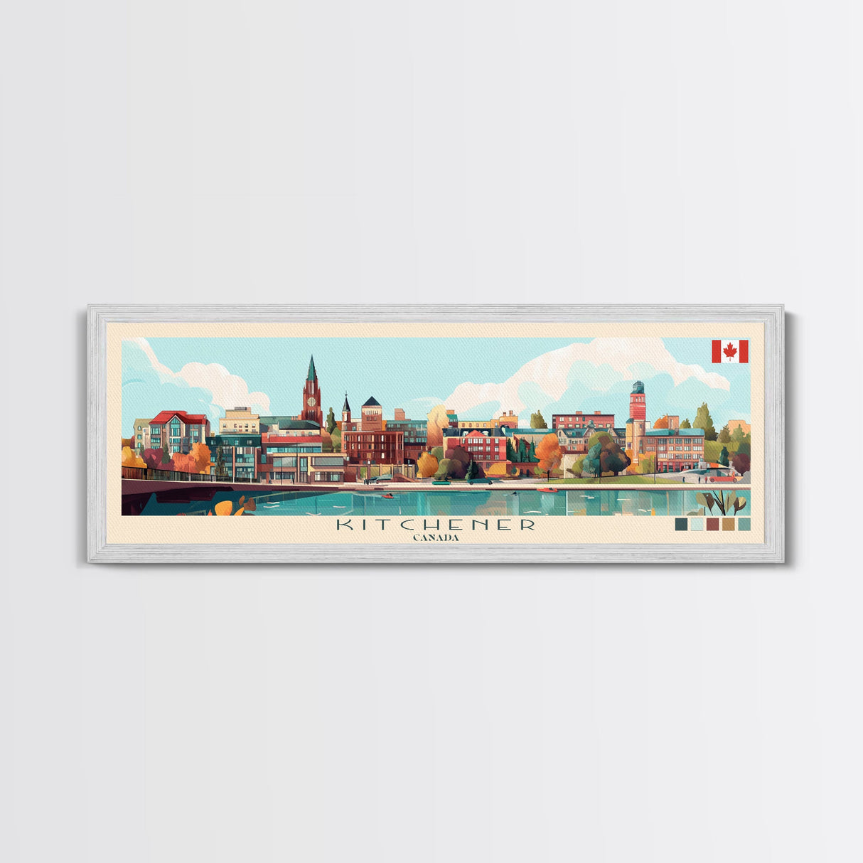 Panoramic Travel Poster Kitchener, Canada Canvas Print, Kitchener, Canada Painting, Canada Art, Kitchener Travel Art, Guest Room Painting