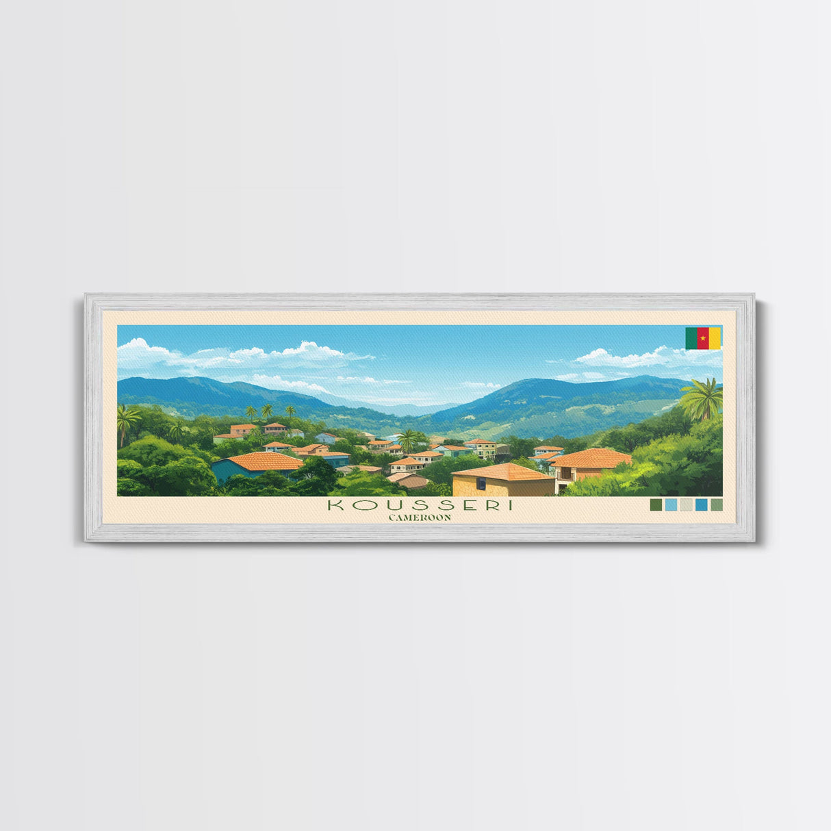 Kousseri, Cameroon Travel Poster Panoramic Canvas Print, Kousseri, Cameroon Painting, Cameroon Art, Kousseri Travel Art, Guest Room Painting