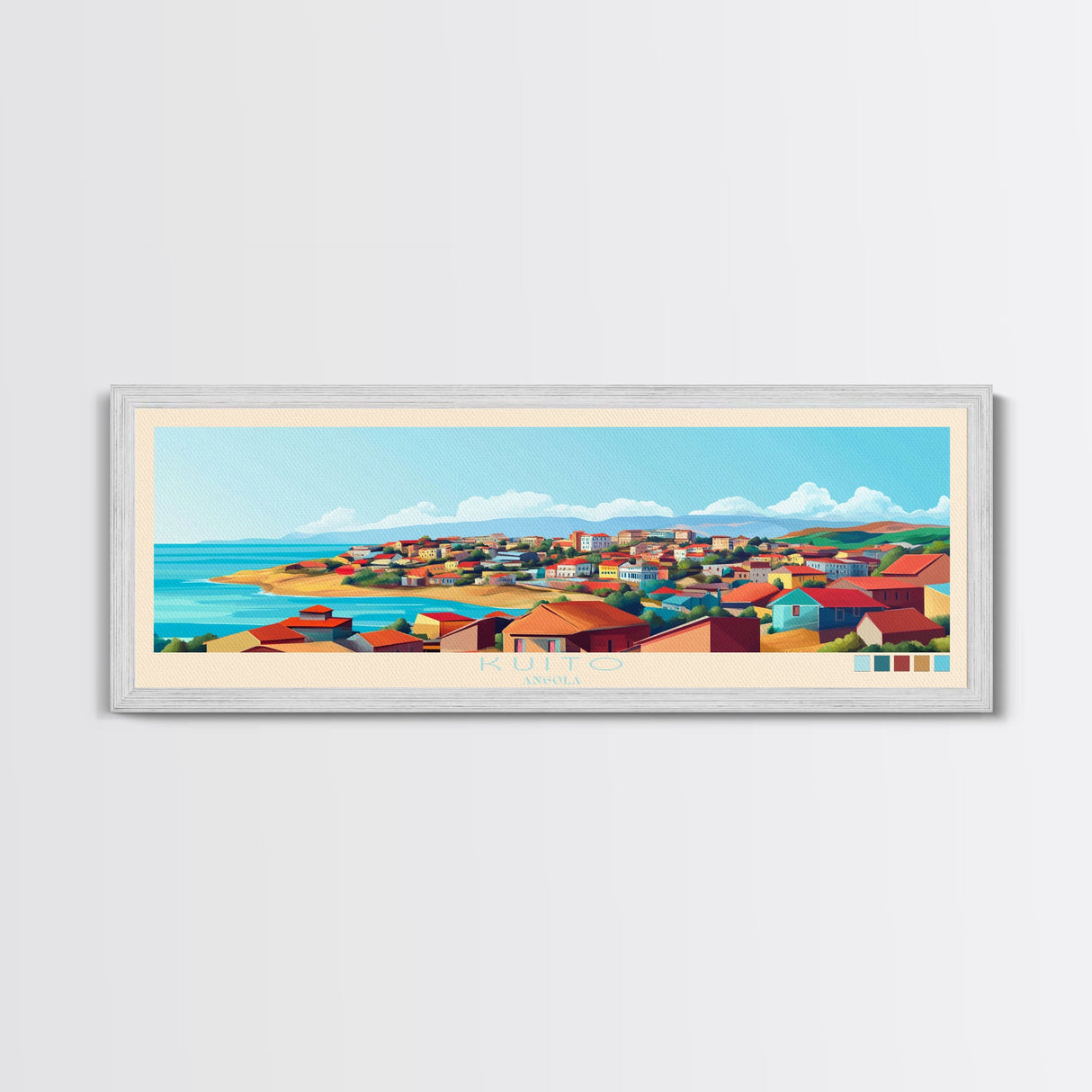 Panoramic Travel Poster Kuito, Angola Canvas Print, Kuito, Angola Painting, Angola Art, Kuito Travel Art, Guest Room Painting