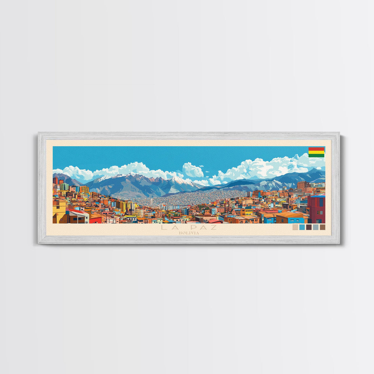 La Paz, Bolivia Panoramic Travel Poster Canvas Print, La Paz, Bolivia Painting, Bolivia Art, La Paz Panoramic Travel Art, Travel Painting