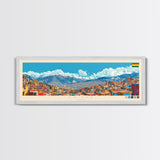 La Paz, Bolivia Panoramic Travel Poster Canvas Print, La Paz, Bolivia Painting, Bolivia Art, La Paz Panoramic Travel Art, Travel Painting