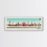 Lahore, Pakistan Panoramic Travel Poster Canvas Print, Lahore, Pakistan Painting, Pakistan Art, Lahore Travel Art, Guest Room Painting