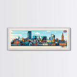 Panoramic Travel Poster Leeds, England Canvas Print, Leeds, England Painting, England Art, Leeds Travel Art, Guest Room Painting