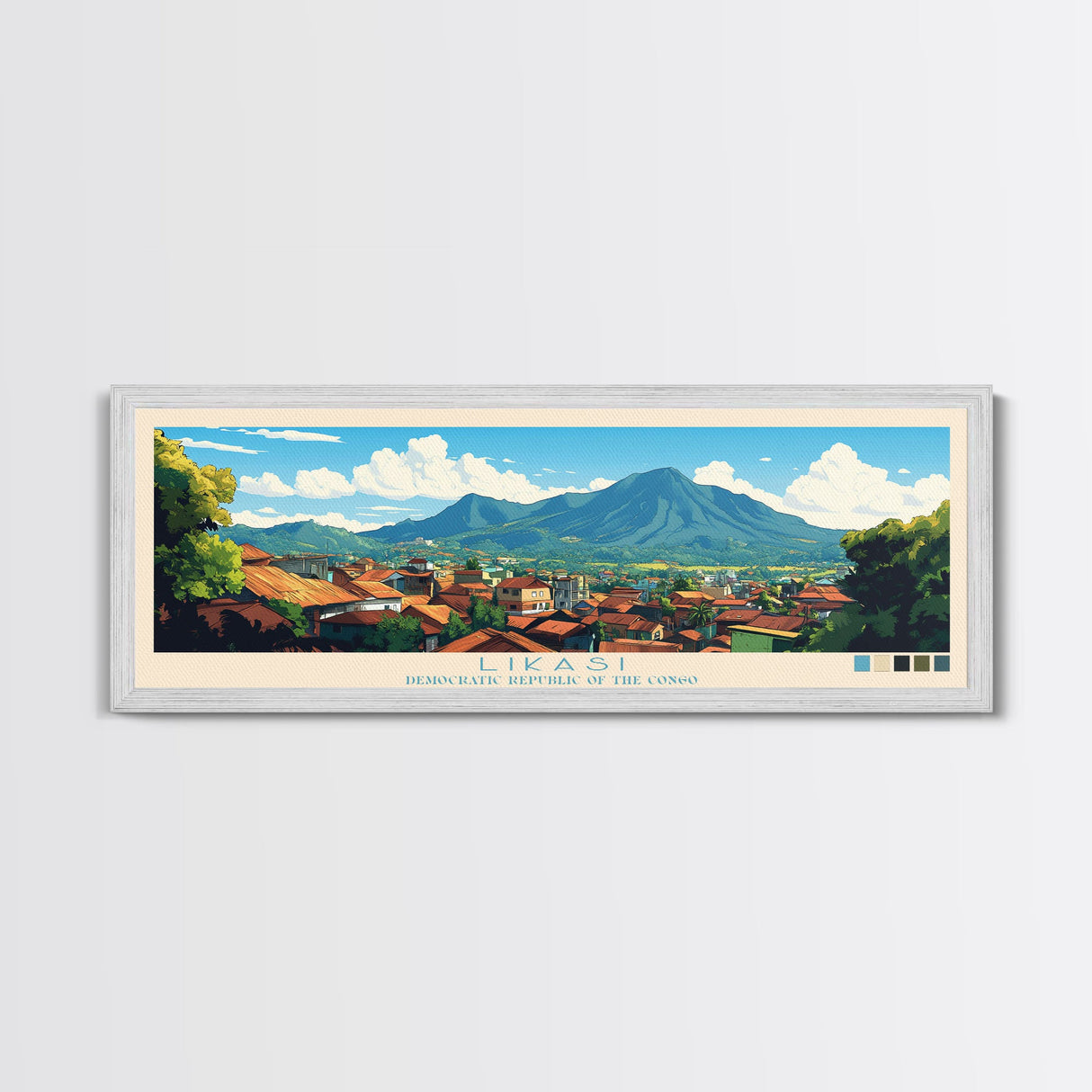 Likasi, Congo Travel Poster Panoramic Canvas Print, Likasi, Congo Painting, Congo Art, Likasi Travel Art, Guest Room Painting