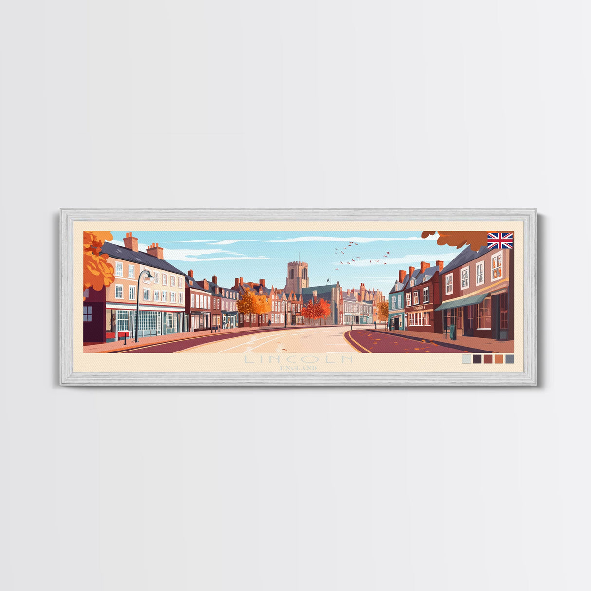 Panoramic Travel Poster Lincoln, England Canvas Print, Lincoln, England Painting, England Art, Lincoln Travel Art, Guest Room Painting