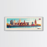 Liverpool, England Panoramic Travel Poster Canvas Print, Liverpool, England Painting, England Art, Liverpool Travel Art, Guest Room Painting