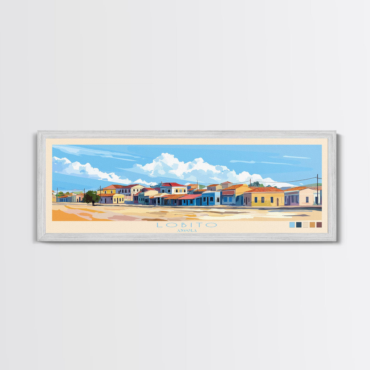 Lobito, Angola Travel Poster Panoramic Canvas Print, Lobito, Angola Painting, Angola Art, Lobito Travel Art, Guest Room Painting