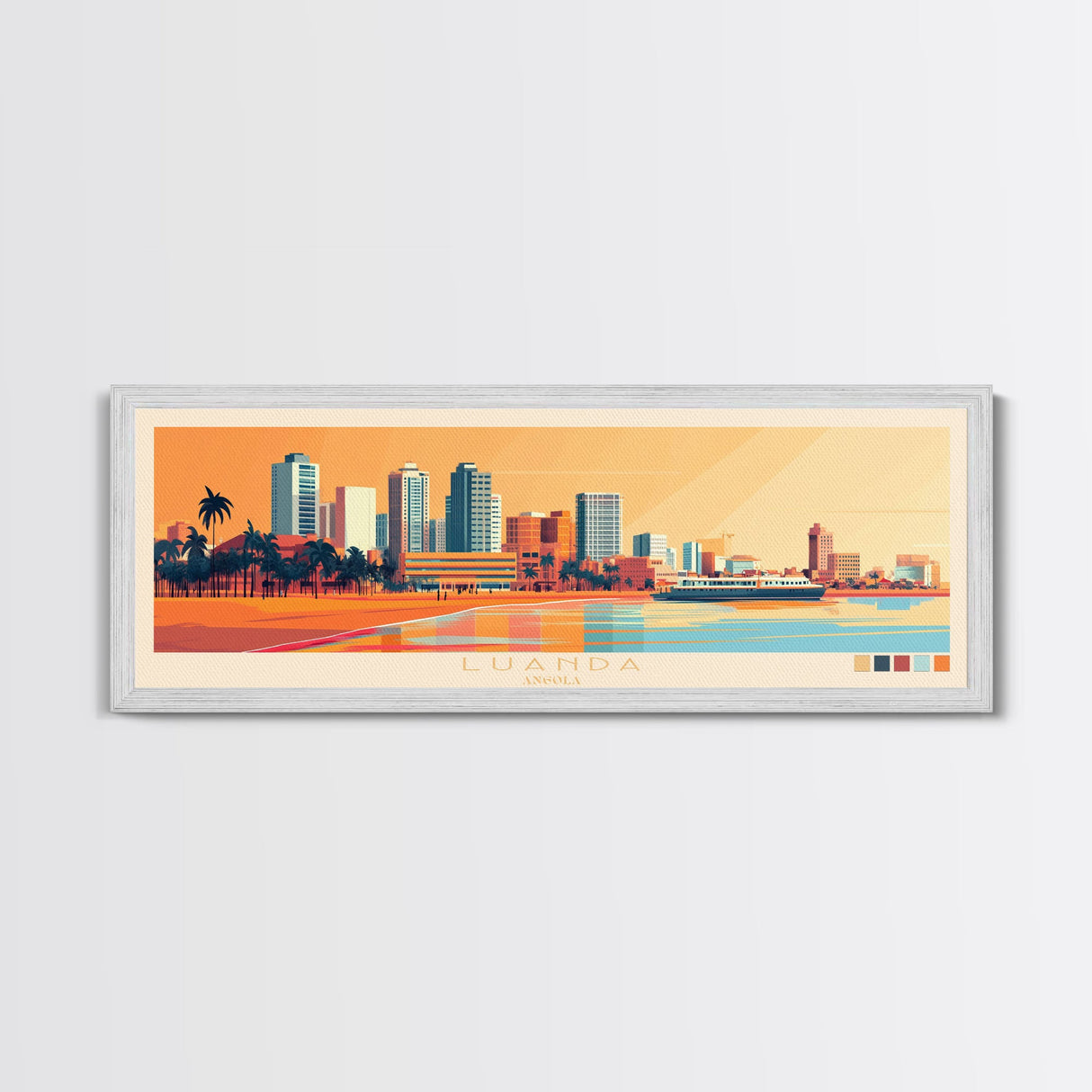 Panoramic Travel Poster Luanda, Angola Canvas Print, Luanda, Angola Painting, Angola Art, Luanda Travel Art, Guest Room Painting