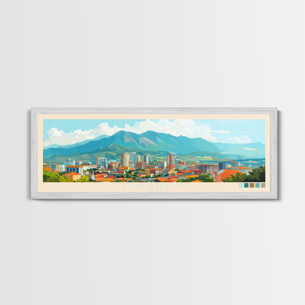 Lubango, Angola Panoramic Travel Poster Canvas Print, Lubango, Angola Painting, Angola Art, Lubango Panoramic Travel Art, Travel Painting