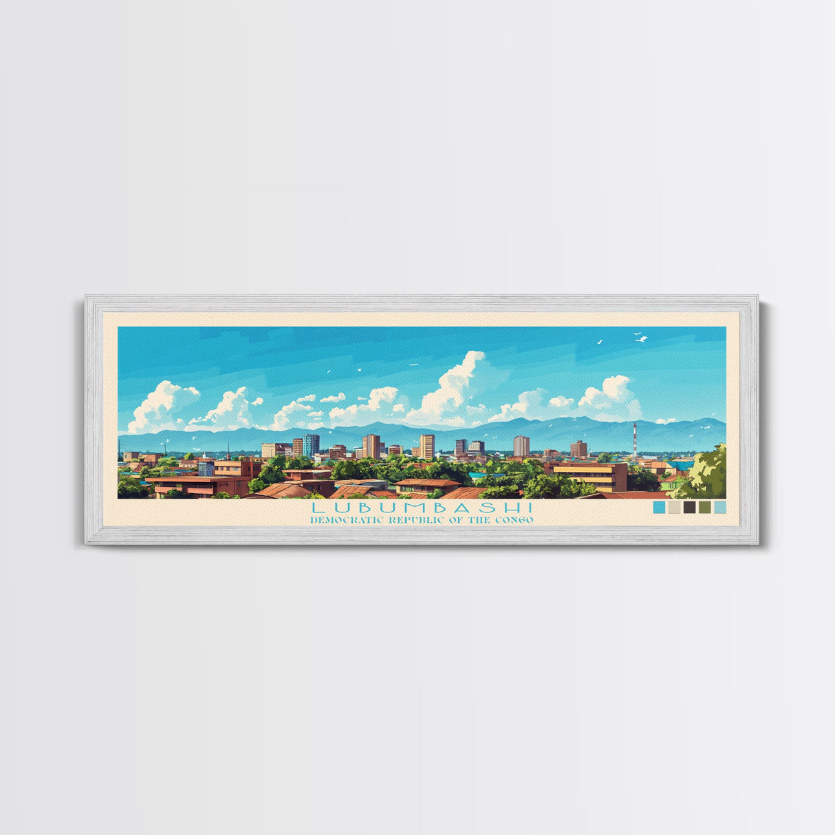 Lubumbashi, Congo Panoramic Travel Poster Canvas Print, Lubumbashi, Congo Painting, Congo Art, Lubumbashi Travel Art, Guest Room Painting