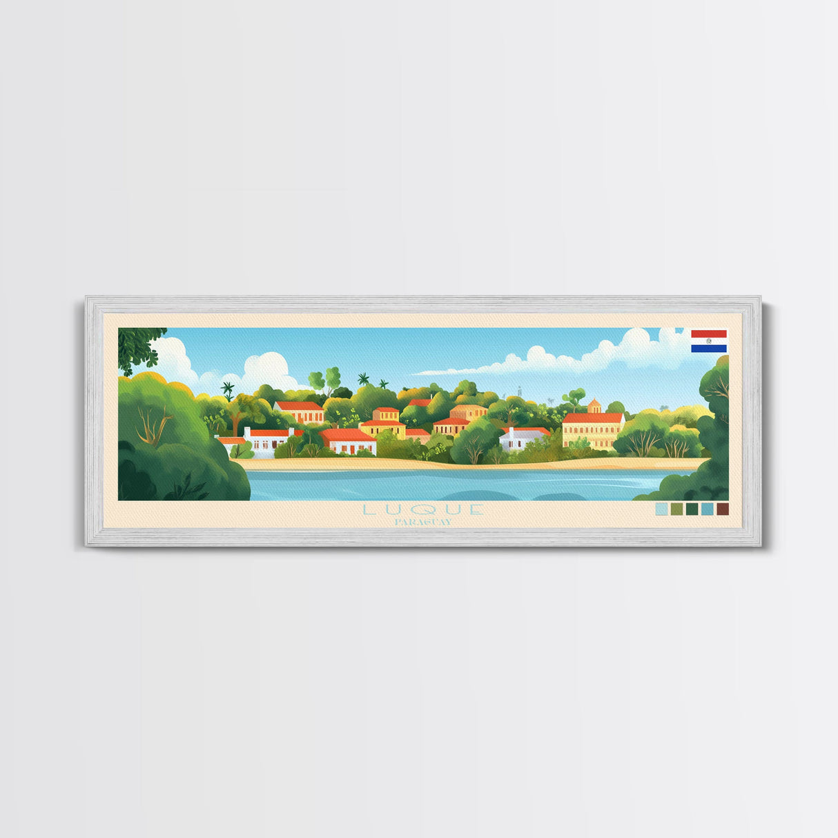 Luque, Paraguay Panoramic Travel Poster Canvas Print, Luque, Paraguay Painting, Paraguay Art, Luque Travel Art, Living Room Painting