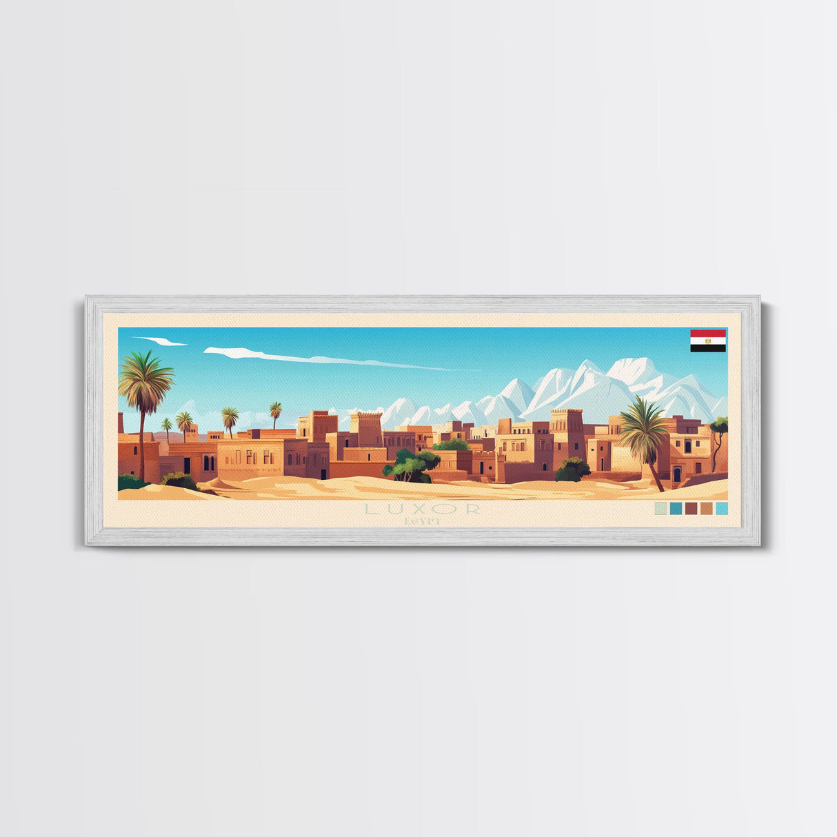 Luxor, Egypt Travel Poster Panoramic Canvas Print, Luxor, Egypt Painting, Egypt Art, Luxor Travel Art, Guest Room Painting