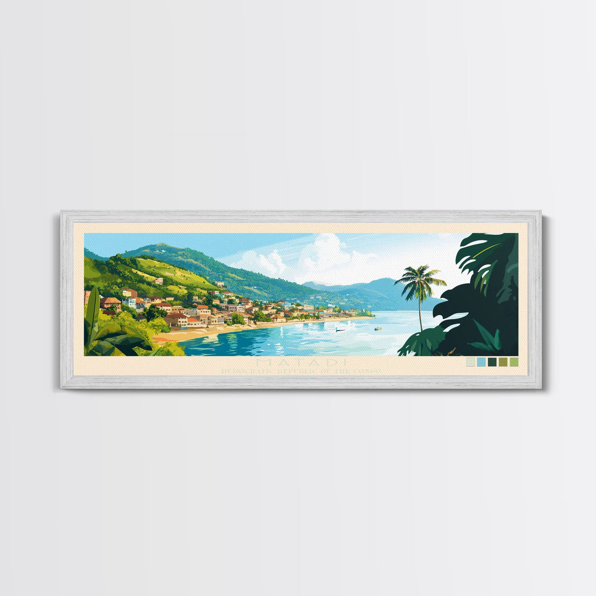 Panoramic Travel Poster Matadi, Congo Canvas Print, Matadi, Congo Painting, Congo Art, Matadi Travel Art, Guest Room Painting