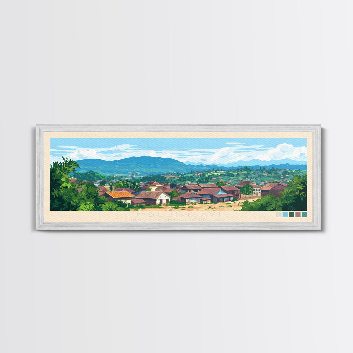 Mbuji-Mayi, Congo Travel Poster Panoramic Canvas Print, Mbuji-Mayi, Congo Painting, Congo Art, Mbuji-Mayi Travel Art, Guest Room Painting