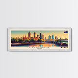 Melbourne, Australia Panoramic Travel Poster Canvas Print, Melbourne, Australia Painting, Australia Art, Melbourne Travel Art, Living Room Painting