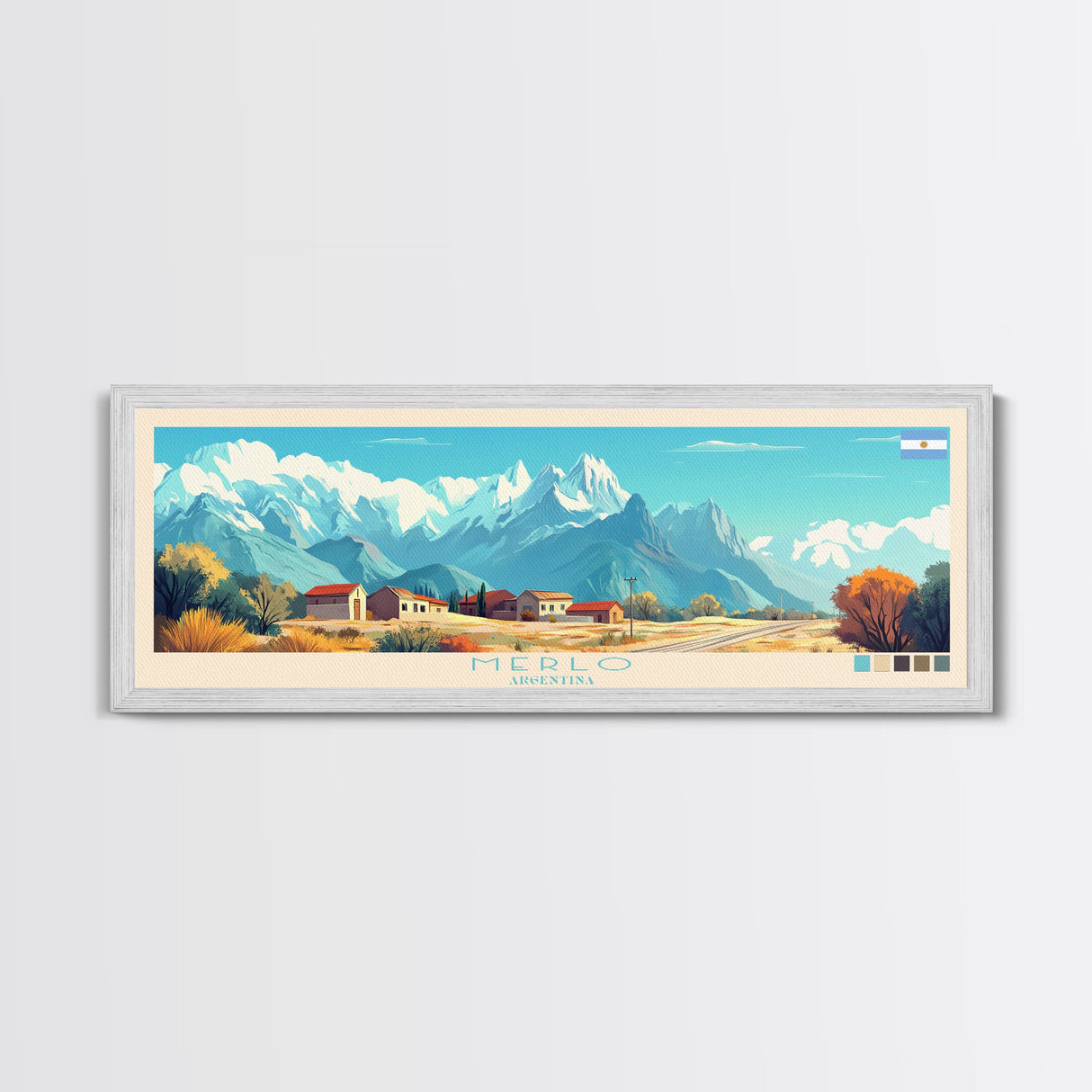 Merlo, Argentina Travel Poster Panoramic Canvas Print, Merlo, Argentina Painting, Argentina Art, Merlo Travel Art, Guest Room Painting