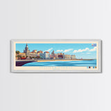 Montevideo, Uruguay Panoramic Travel Poster Canvas Print, Montevideo, Uruguay Painting, Uruguay Art, Montevideo Panoramic Travel Art, Travel Painting